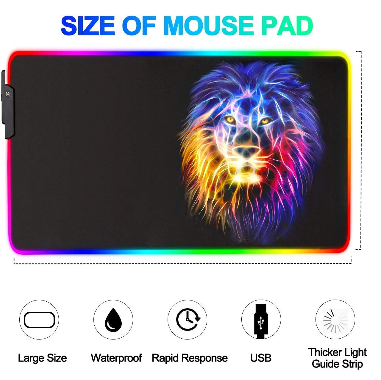 LION RGB XL Gaming Mouse Pad – For Mouse & Keyboard Mat 80*30cm