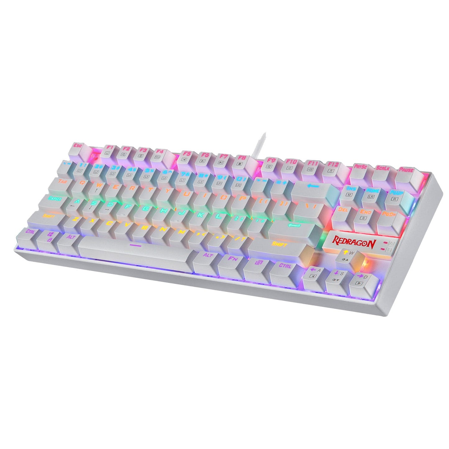 Redragon K552 KUMARA Rainbow Mechanical Gaming Keyboard, Blue Switches (White)