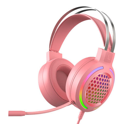 Forev FV-G99 RGB Gaming Stereo Headset Over-Ear Wired for PS5, Xbox One, PC, Mobile Pink