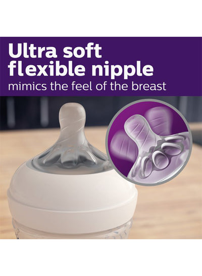 Ultra Soft Baby Natural Nipple Feeding Bottle, Ergonomic Shape, Anti-colic 125ml (0-12m)