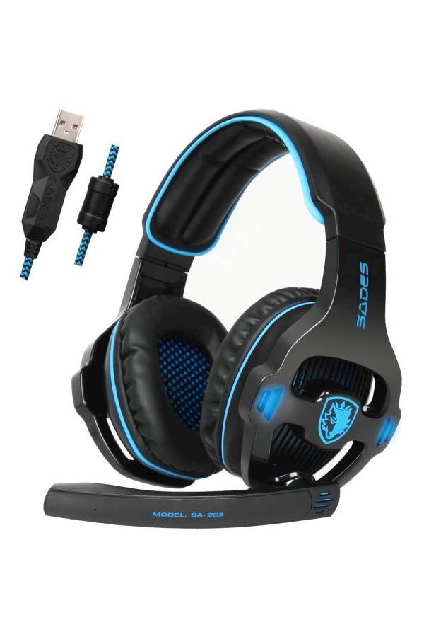 Sades SA903 USB Wired 7.1 Surround Gaming Headset For PC -Black/ Blue