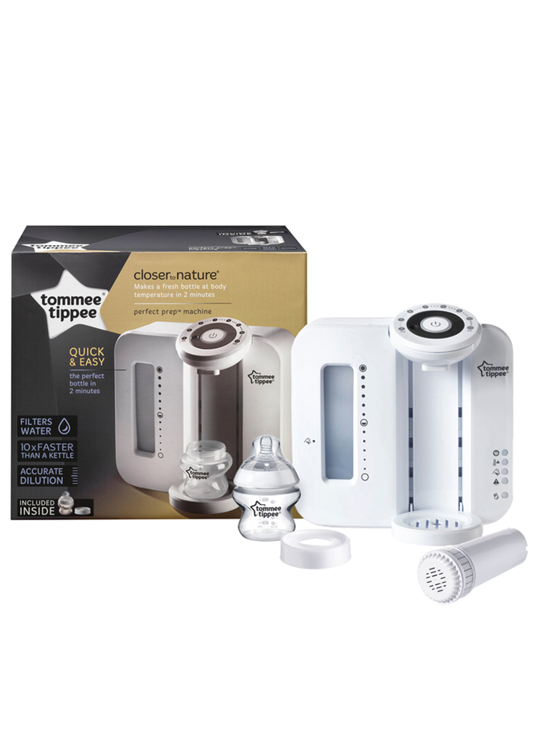 tommee tippee Perfect Prep Machine, Instant And Fast Baby Bottle Maker With Antibacterial Filter, White