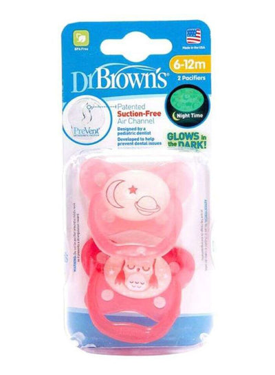 Dr. Brown’s Pack Of 2 Prevent Glow In The Dark Butterfly Shield Pacifier 6-18 Months
