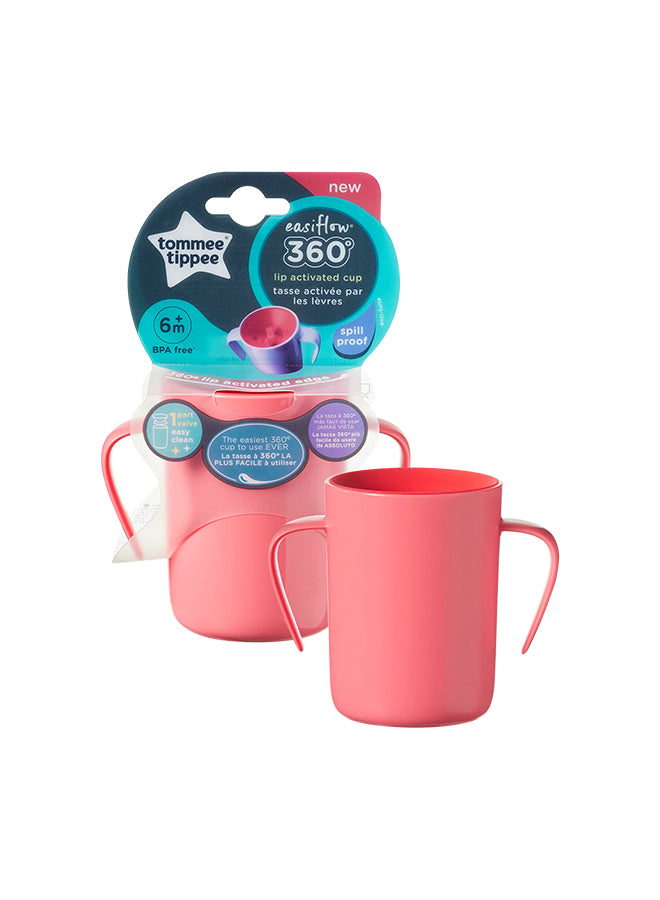 tommee tippee Easiflow 360 Degree Lip Activated Spill Proof Cup, 6+ M, 200 mL - Pink