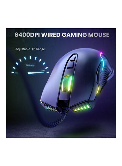 Onikuma CW905 RGB Gaming Mouse - 6400 DPI -  7 Programable Buttons - Black