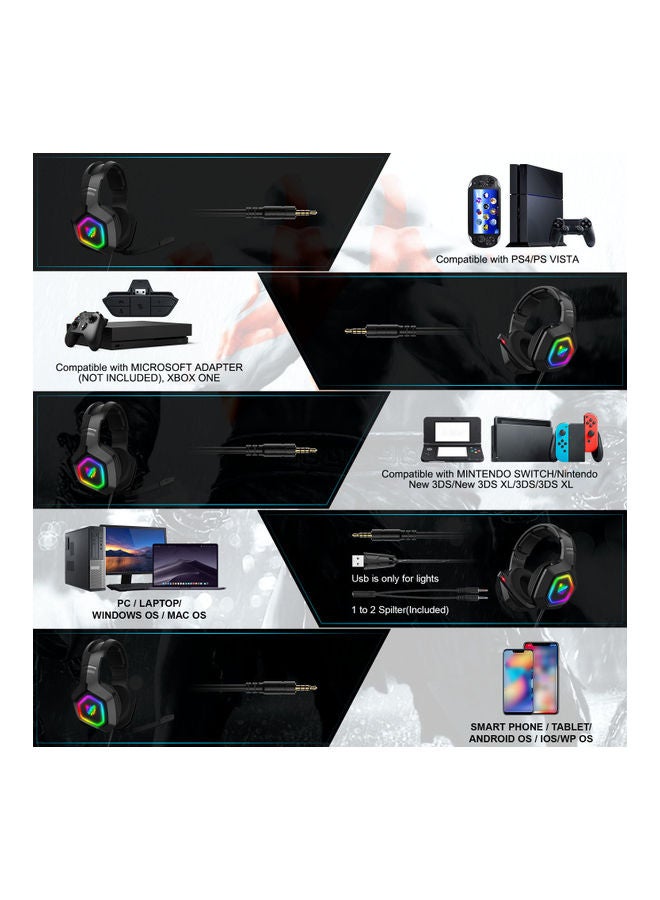 K10 RGB Gaming Wired Headset with Mic