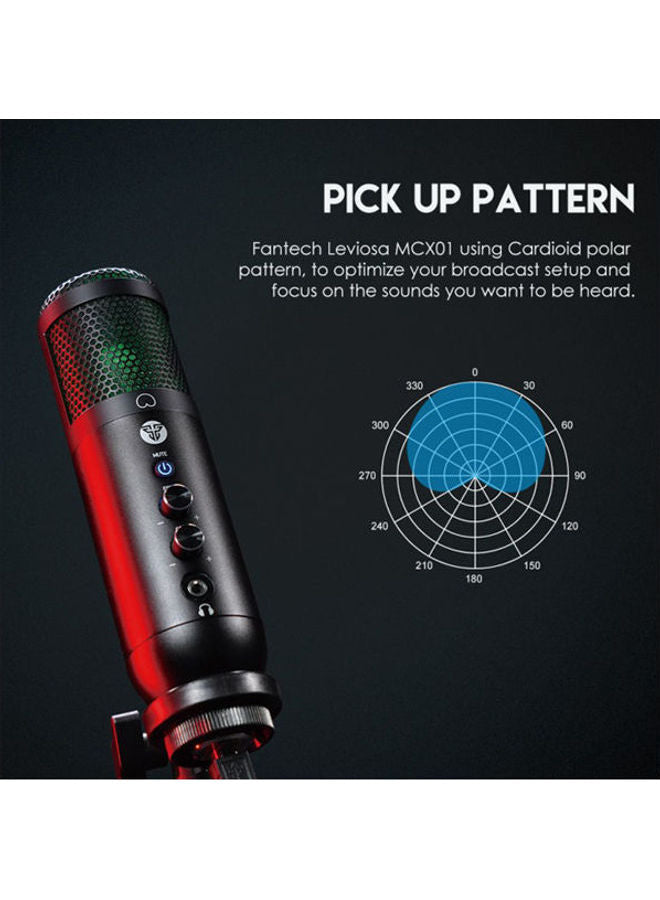 FANTECH FANTECH Leviosa MCX01 USB Metal RGB Professional Gaming Stream Condenser Microphone Kit with Tripod and Pop Filter