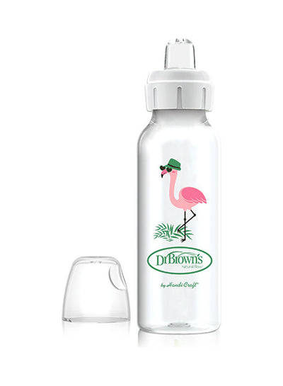 Dr. Brown’s 8 Oz/250 Ml Anti-Colic Pp Narrow Sippy Spout Bottle, Flamingo, 1-Pack
