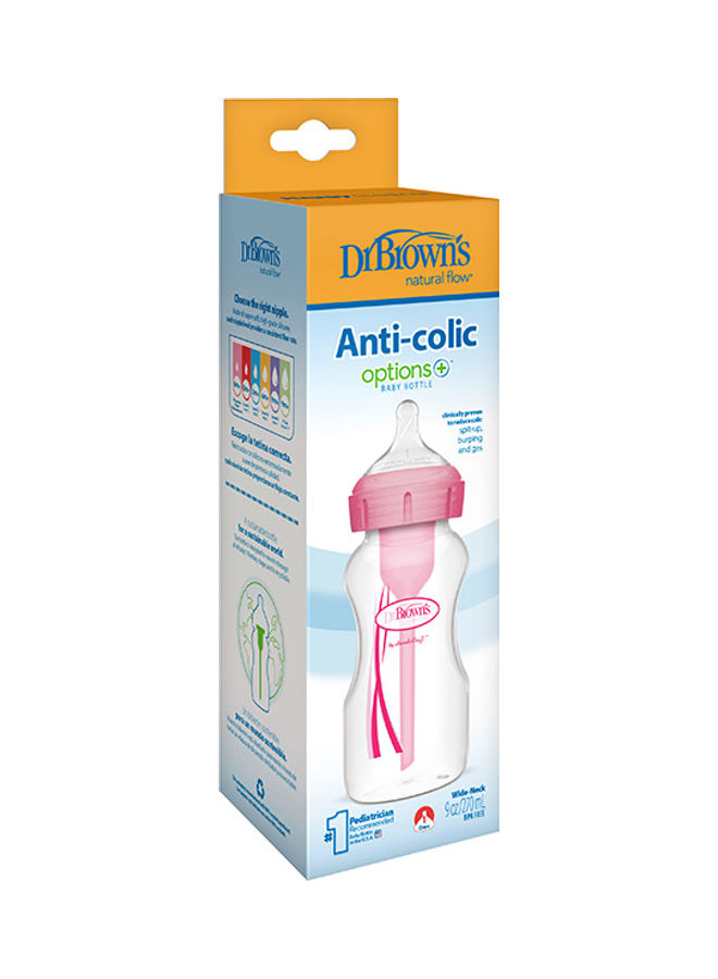 9 Oz/270 Ml Pp W-N Anti-Colic Options+ Bottle, Pink, 1-Pack