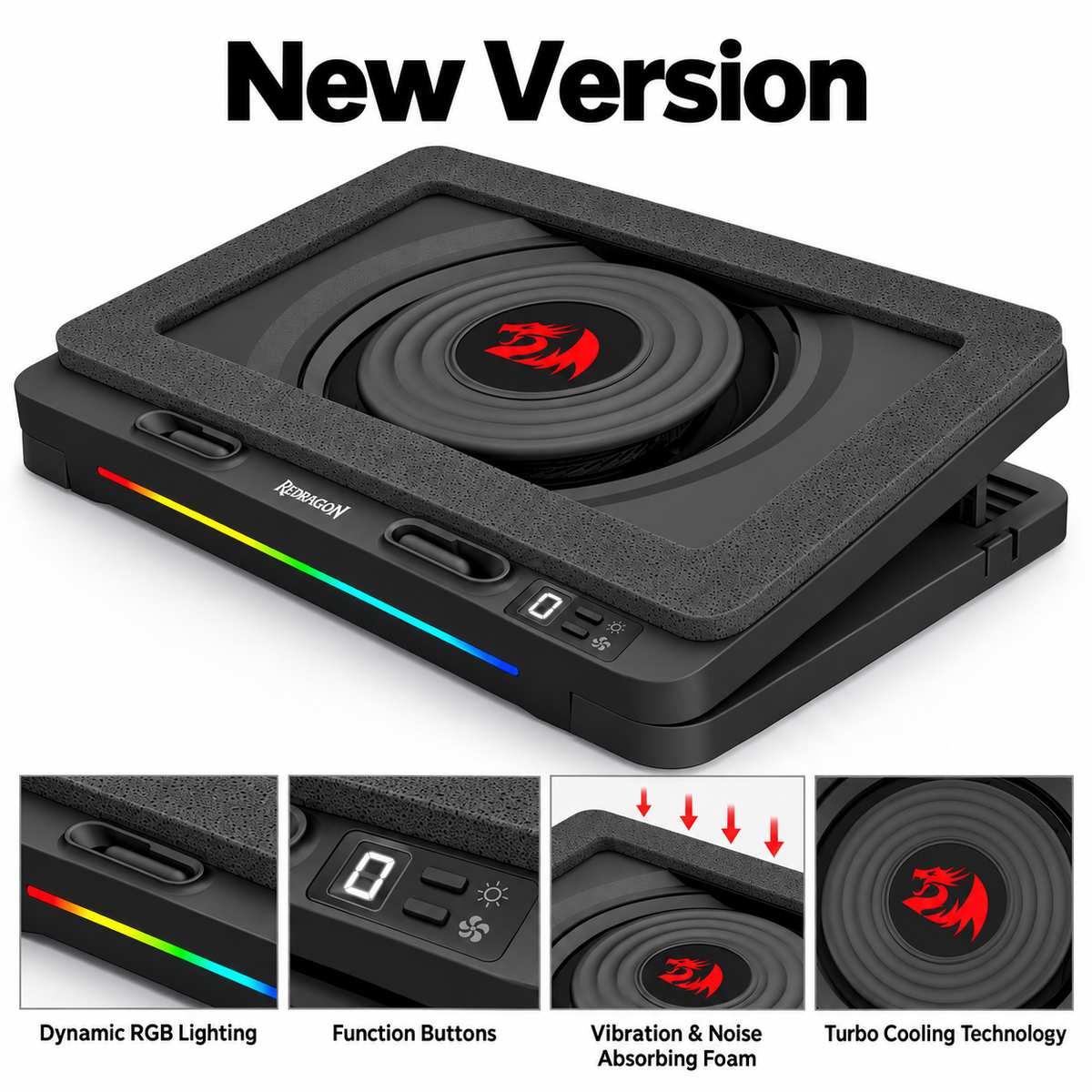 Redragon GCP512 Laptop Cooling Pad RGB Silent Fan