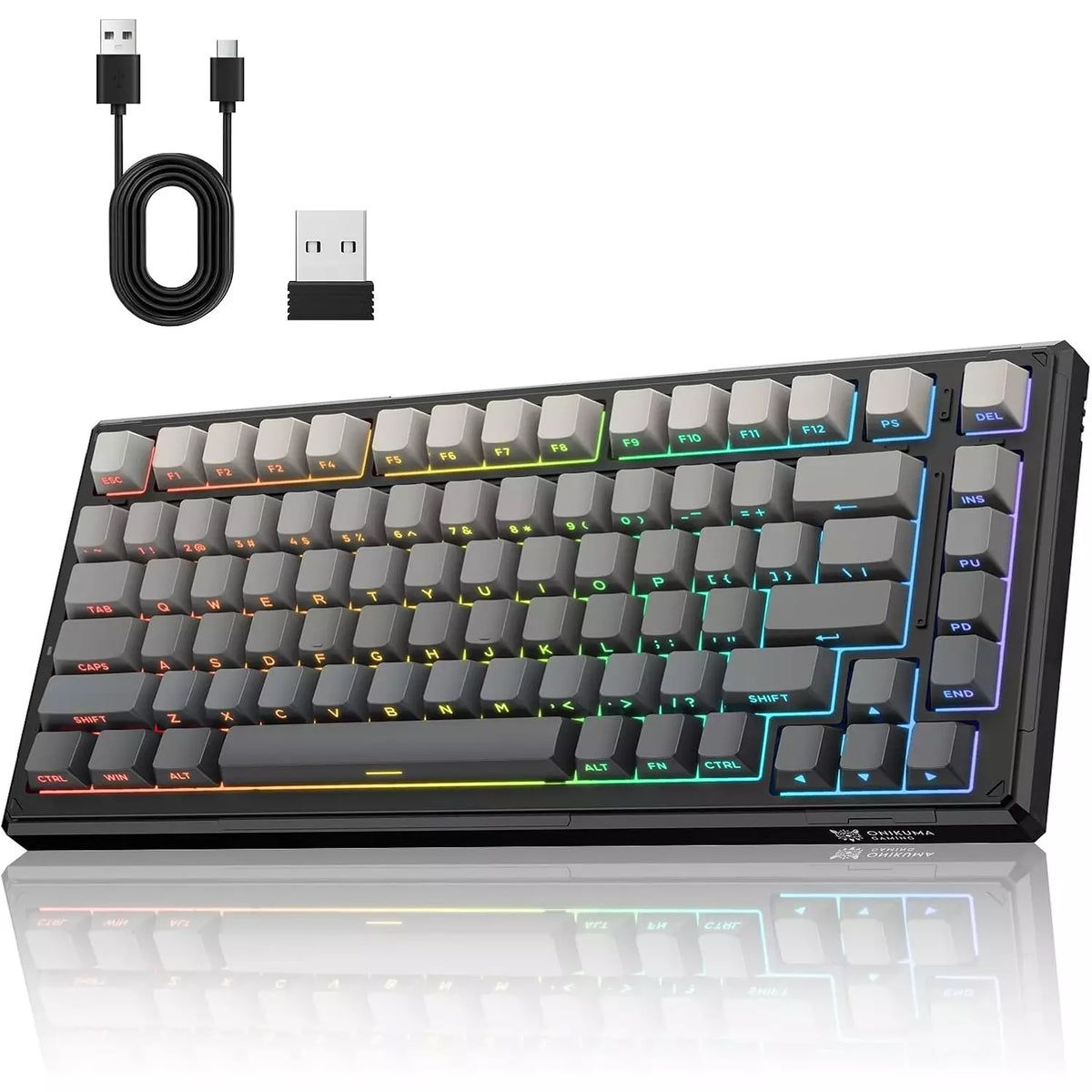G83 Tri-Mode RGB Mechanical Gaming Keyboard with Bluetooth 5.0, 2.4GHz & Wired USB-C Connectivity, 75% Hot-Swappable Lay
