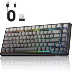 onikuma G83 Tri-Mode RGB Mechanical Gaming Keyboard 75% Hot-Swappable Black Gray
