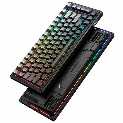 onikuma G83 Tri-Mode RGB Mechanical Gaming Keyboard 75% Hot-Swappable Black Gray