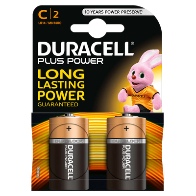 Duracell Pack Of 2 C Plus Power Household Batteries Black/Rose Gold