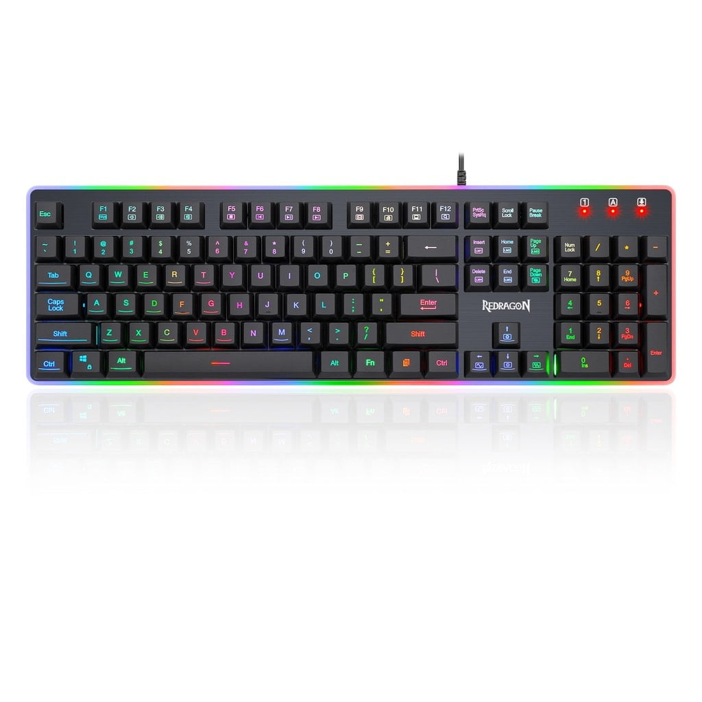 REDRAGON K509 Dyaus2 RGB Gaming Keyboard, 104 Key Quiet Low Profile Mechanical Feel