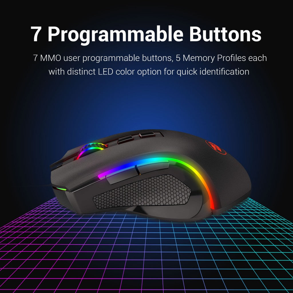 Redragon M602-KS GRIFFIN RGB Wireless Gaming Mouse, 8,000 DPI (Black)