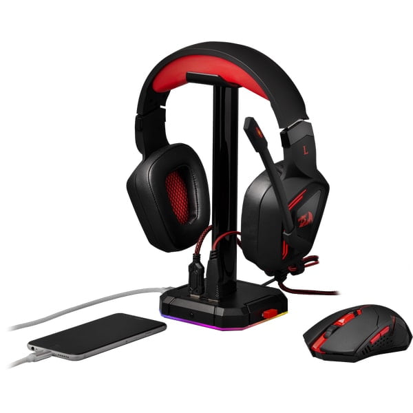 REDRAGON HA300 Scepter Pro RGB Gaming Headset Stand With 4 USB Ports