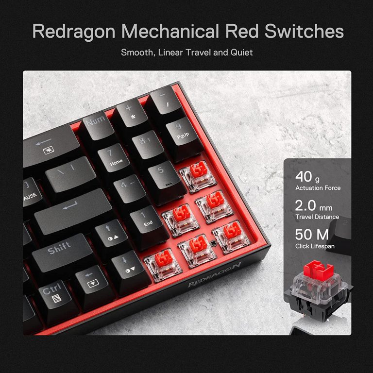 REDRAGON K628 Pollux 75% RGB Gaming Mechanical Keyboard Wired, RED Switch | Black