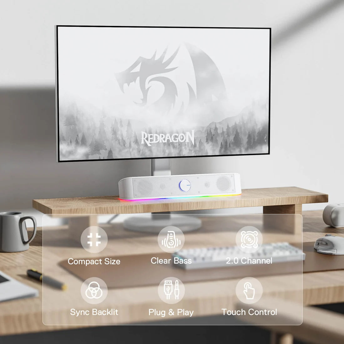 Redragon GS560 PC Soundbar Dynamic RGB White