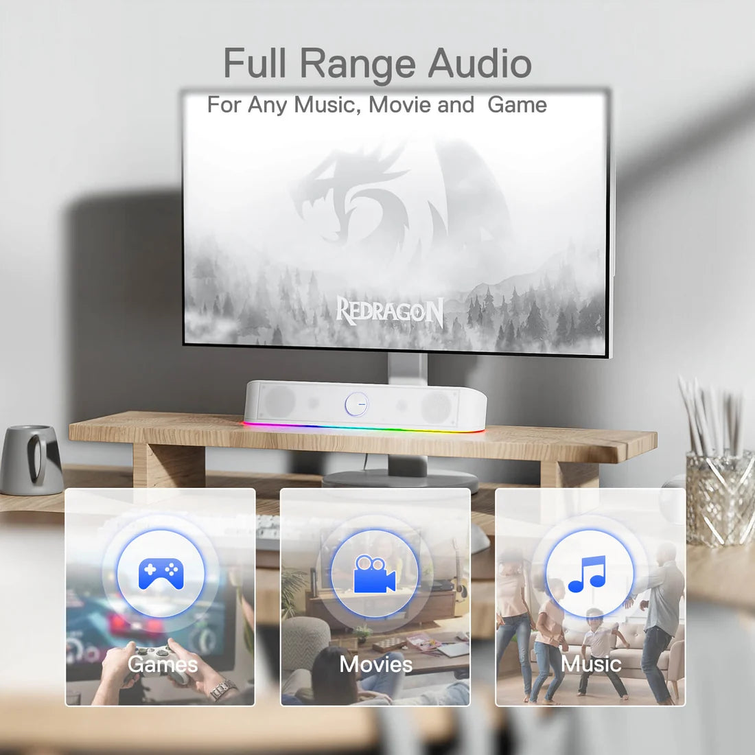 Redragon GS560 PC Soundbar Dynamic RGB White