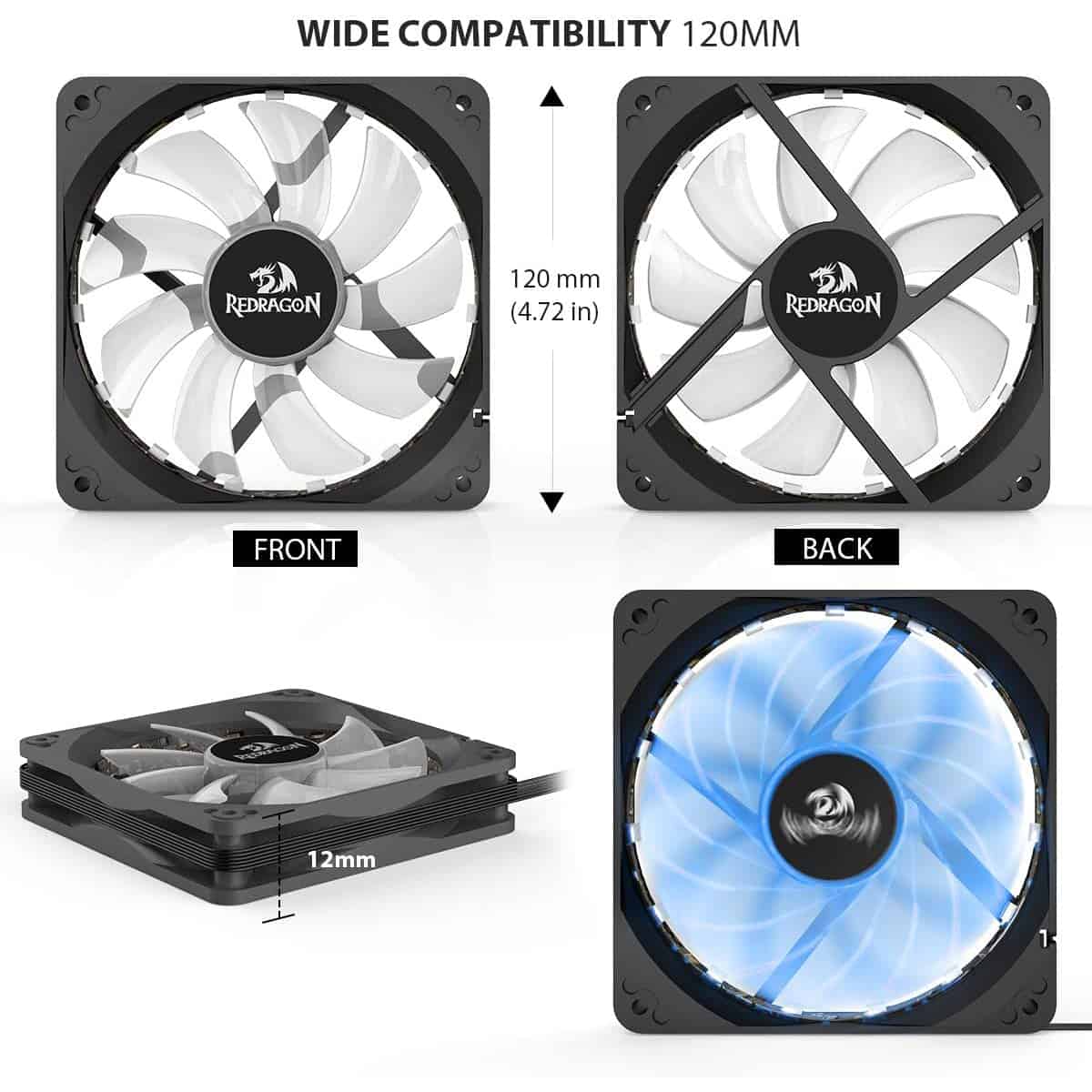 Redragon GC F006 RGB PC Case Fan (3 Packs 120mm)