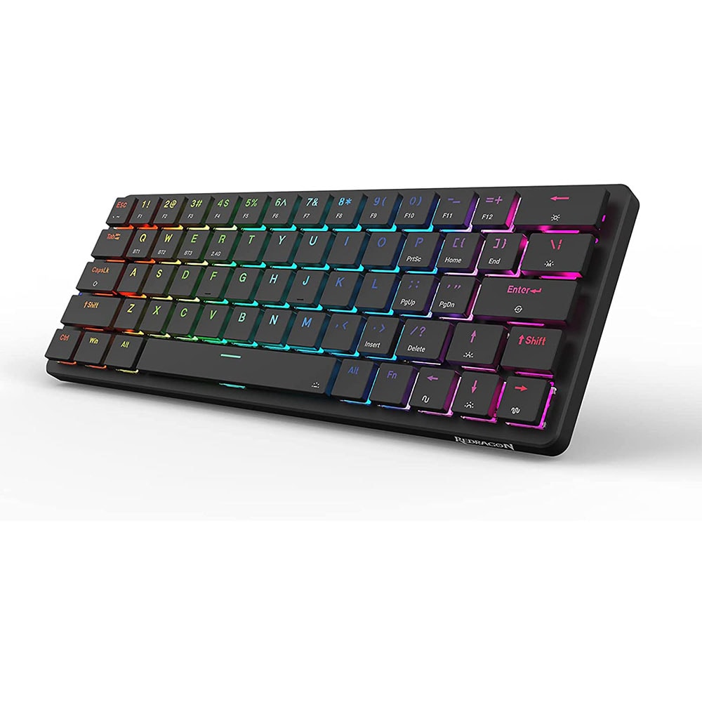 REDRAGON K624P ELISE PRO RGB 60% Wireless Gaming Mechanical Keyboard, Low Profile Blue Switches (Black)