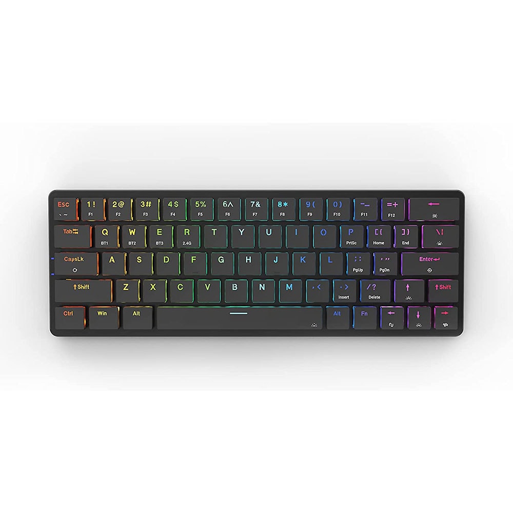 REDRAGON K624P ELISE PRO RGB 60% Wireless Gaming Mechanical Keyboard, Low Profile Blue Switches (Black)