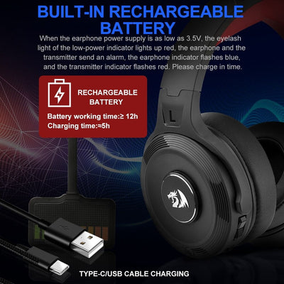 Redragon H818 Pro PELOPS Pro Wireless Gaming Headset, 7.1 Surround Sound