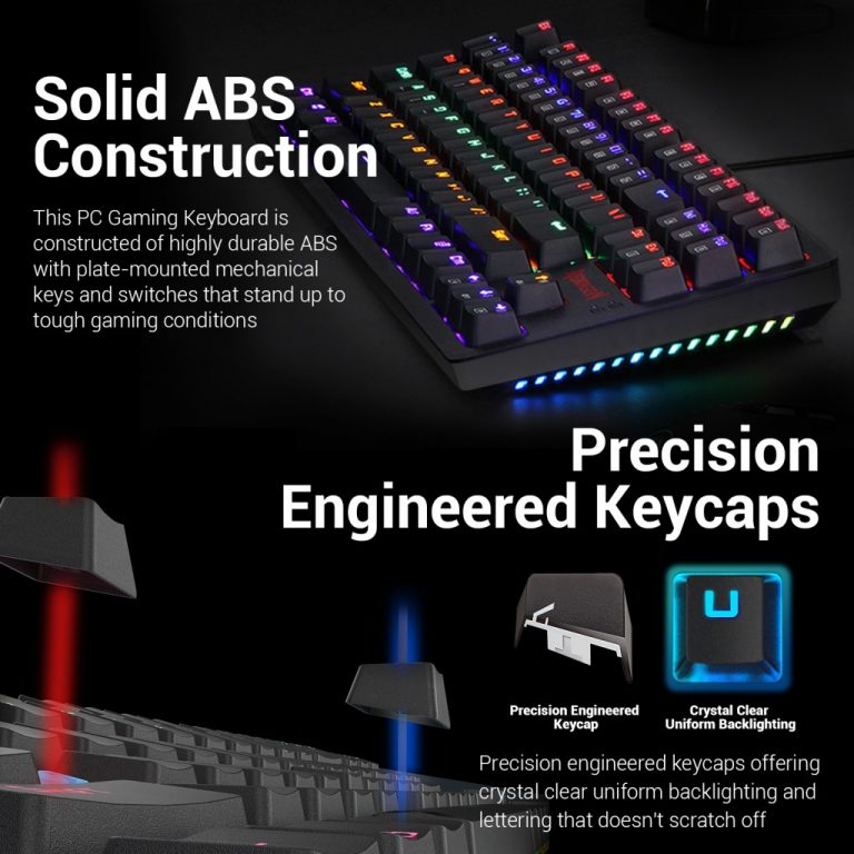 Redragon K598 KNIGHT Wireless TKL RGB Mechanical Gaming Keyboard, Brown Switches | Black