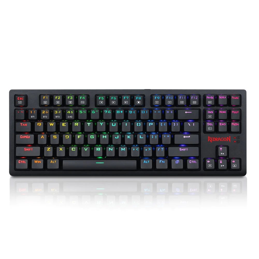 Redragon K598 KNIGHT Wireless TKL RGB Mechanical Gaming Keyboard, Brown Switches | Black