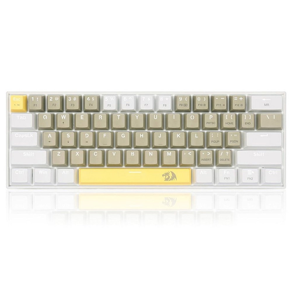 REDRAGON K606 LAKSHMI White LED 60% Gaming Mechanical Keyboard, Brown Switches (YELLOW, GREY & WHITE)