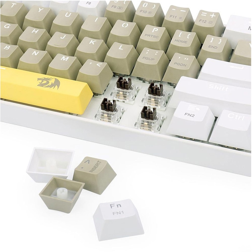 REDRAGON K606 LAKSHMI White LED 60% Gaming Mechanical Keyboard, Brown Switches (YELLOW, GREY & WHITE)