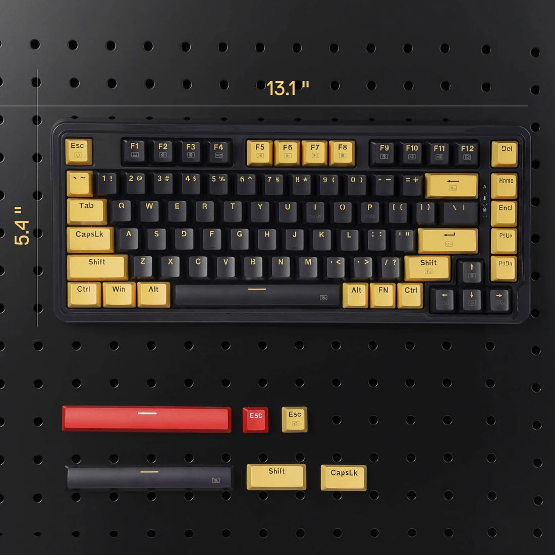 Redragon K649 YP Edition 75% Mechanical Gaming Keyboard Melt-Gold Switches Yellow and Black
