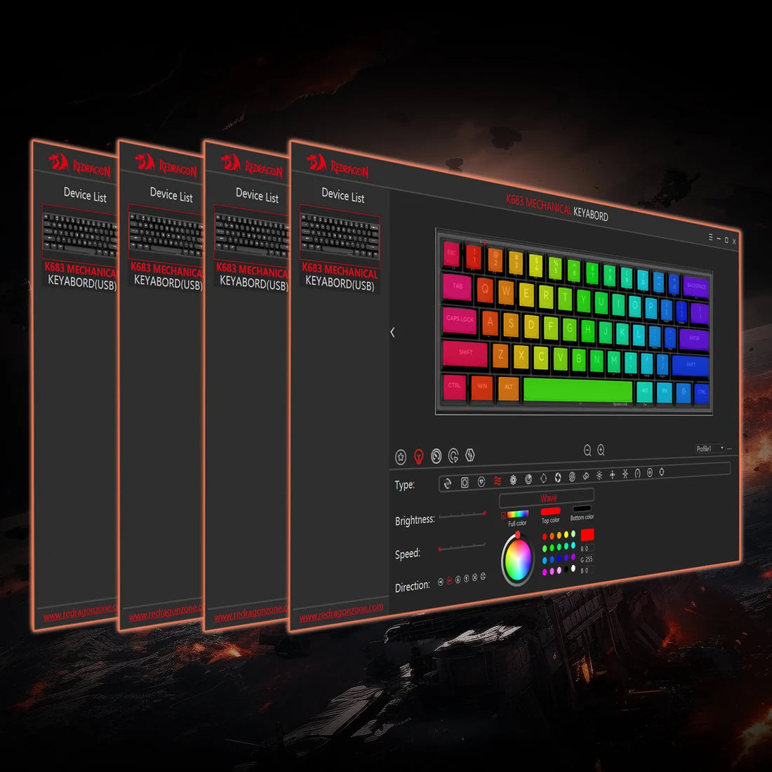 Redragon K683WBO FIDD Edition Magnetic 60% Gaming Keyboard 8K Polling Multicolour