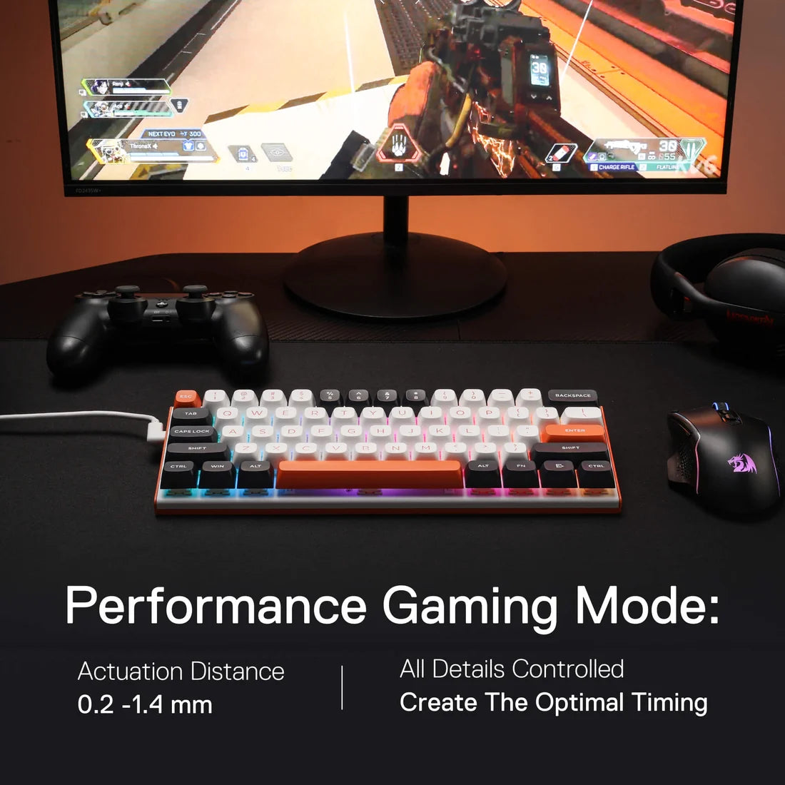 Redragon K683WBO FIDD Edition Magnetic 60% Gaming Keyboard 8K Polling Multicolour
