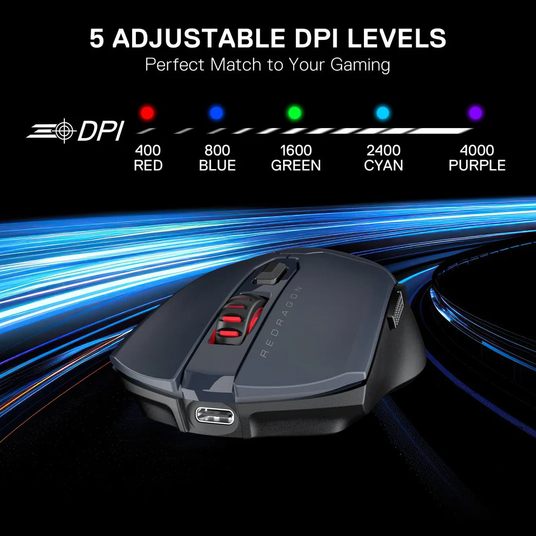Redragon M995GB-LIT Pro Wireless Gaming Mouse 10000 DPI PAW3395 Grey
