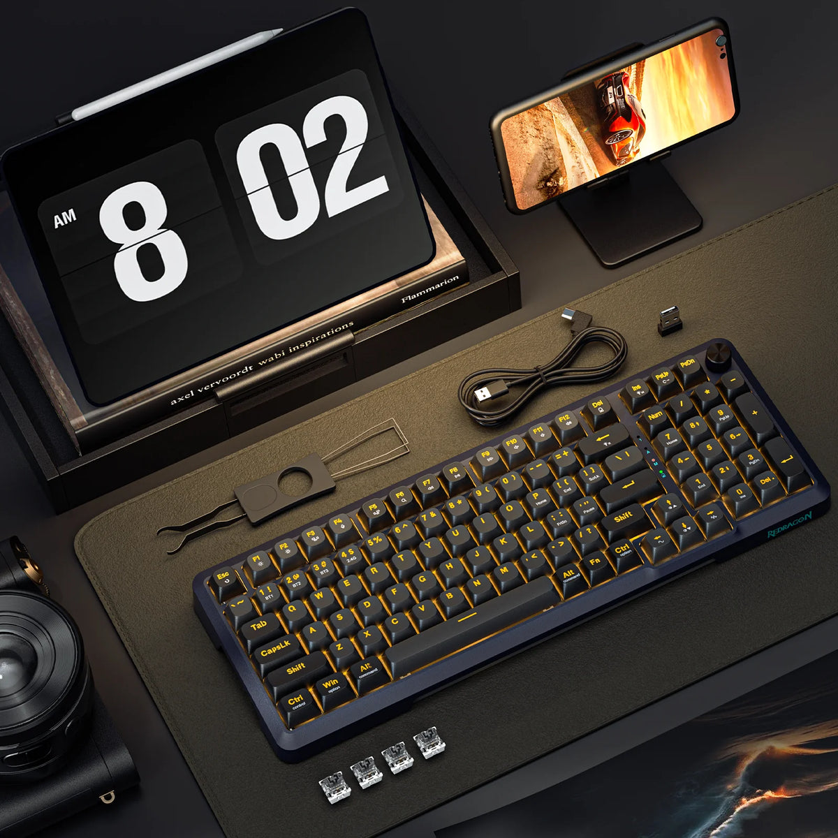 Redragon K688GB PRO BRAGI PRO 98-Key Wireless Mechanical Gaming Keyboard Black
