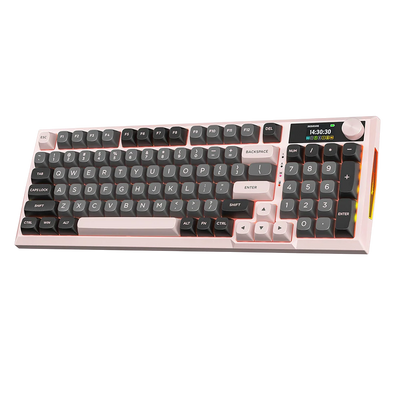 Redragon K725GBP Mechanical Gaming Keyboard LCD Screen with Knob Pink