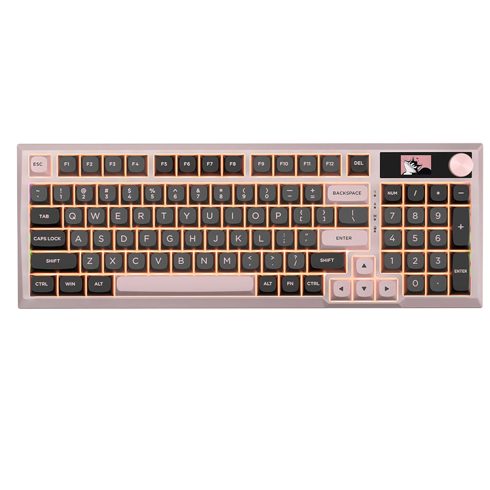 Redragon K725GBP Mechanical Gaming Keyboard LCD Screen with Knob Pink