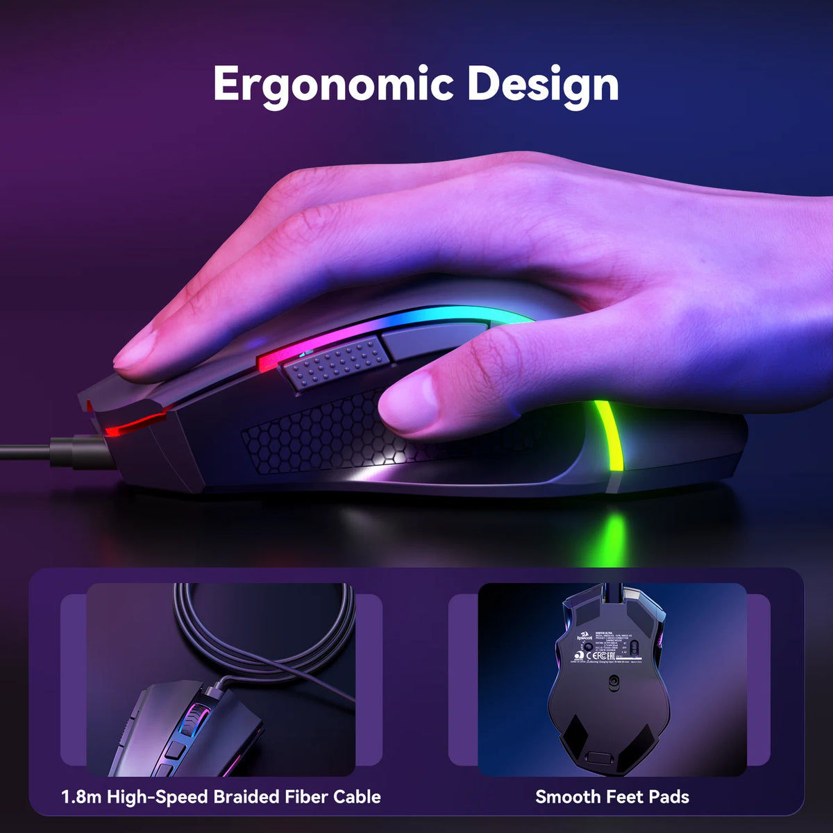 Redragon M602 Griffin Wireless Gaming Mouse 7200 DPI RGB Black