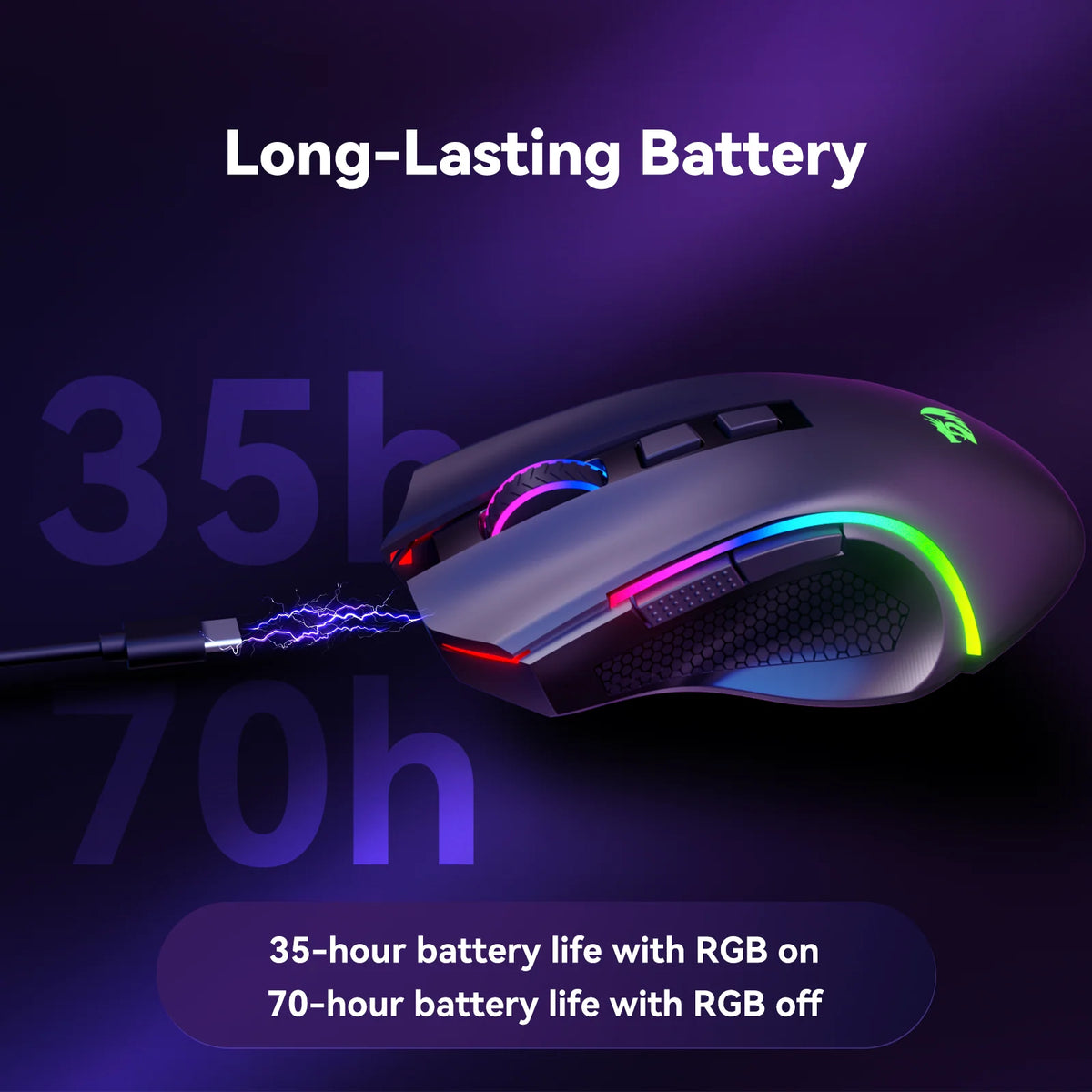 Redragon M602 Griffin Wireless Gaming Mouse 7200 DPI RGB Black