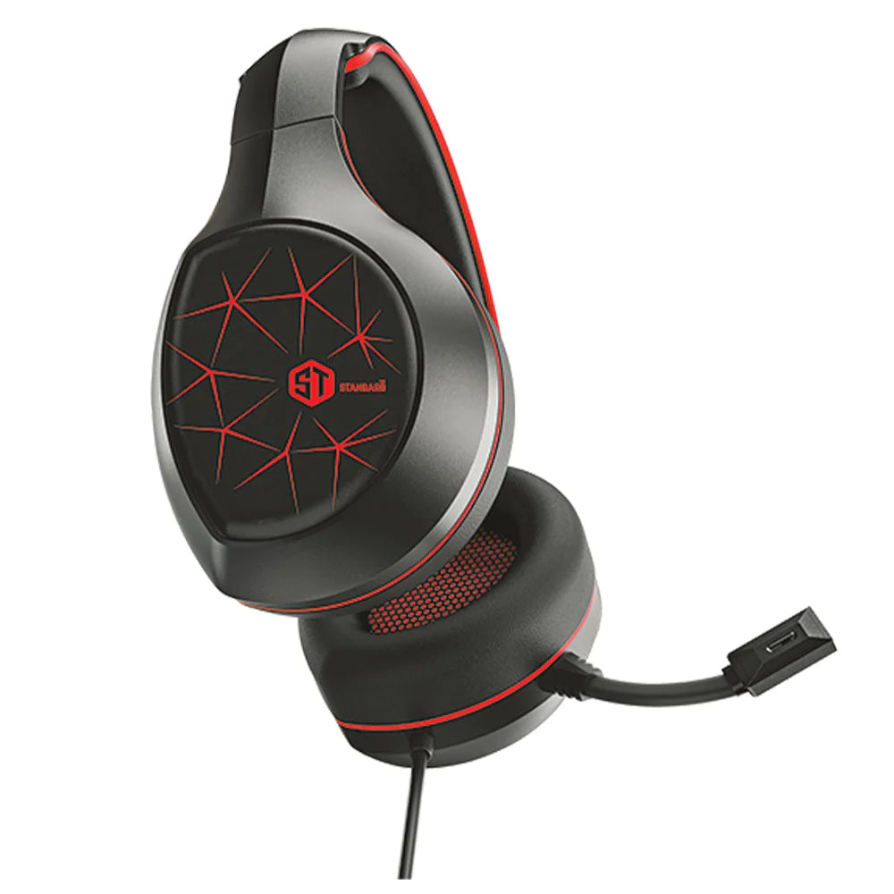 Standard GM-3501 Gaming Stereo Headphone 3.5mm with Mic For PC / Mobile / PS4 / Xbox One | Red/Black