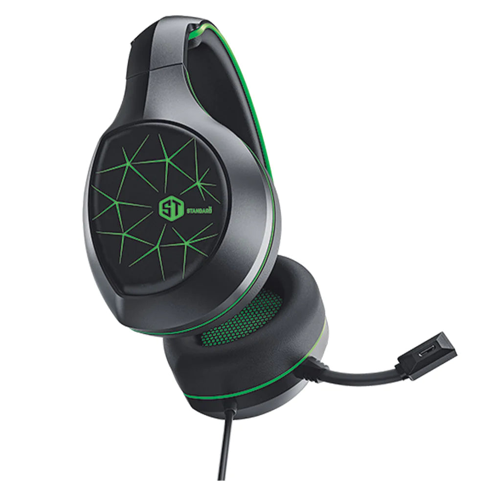 Standard GM-3501 Gaming Stereo Headphone 3.5mm with Mic For PC / Mobile / PS4 / Xbox One | Green/Black