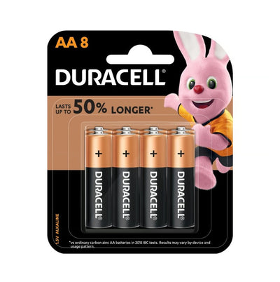 Duracell 8-Piece Superior Nylon Top Closure Type AA Alkaline Batteries Multicolour