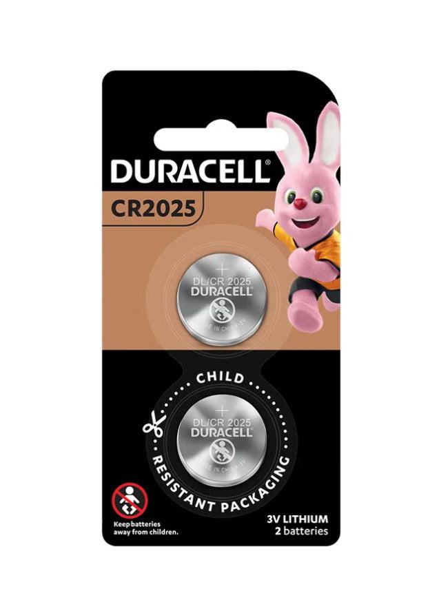 Duracell CR2025 Lithium Coin Battery 3V Pack of 2