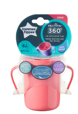 Easiflow 360 Degree Lip Activated Spill Proof Cup, 6+ M, 200 mL - Pink