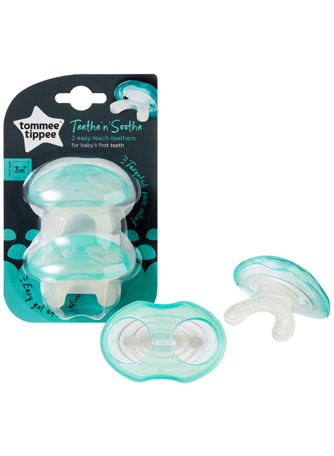 Pack Of 2 Teethe And Soothe Massage Teethers Bite And Chew-proof BPA-free For 3 Months+ Clear