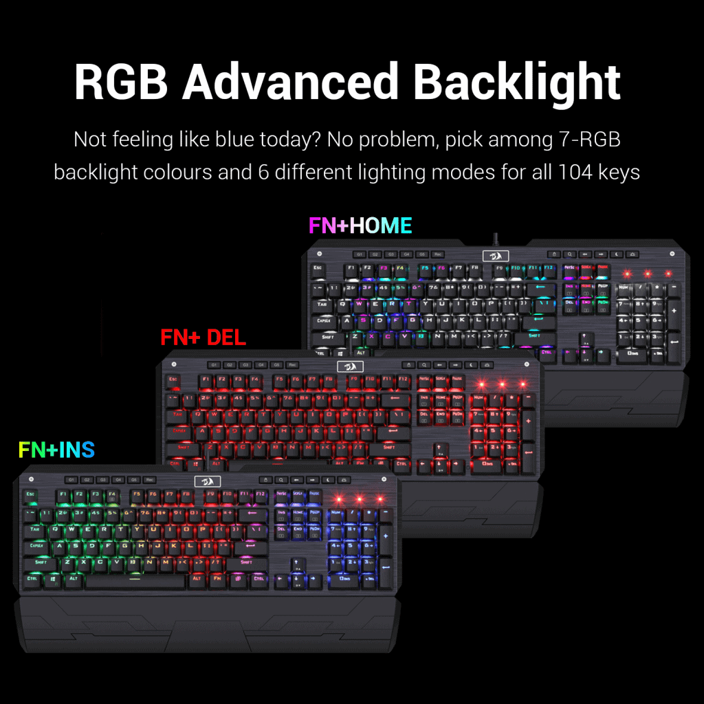 Redragon K555 INDRAH RGB Mechanical Gaming Keyboard, Blue Switches