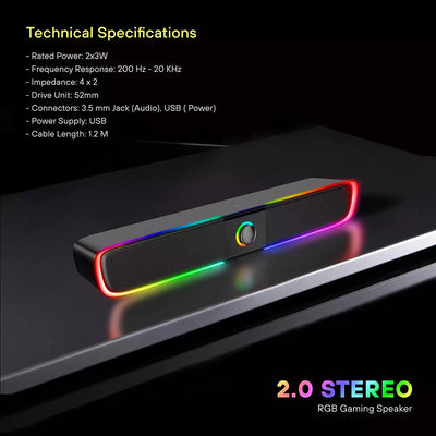 XTRIKE ME SK600 Stereo Sound bar RGB Gaming Speakers