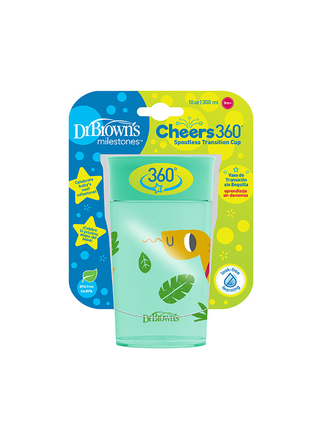 Smooth Wall Cheers 360 Cup, 10 Oz/300 Ml, Green Deco (9M+), 1-Pack